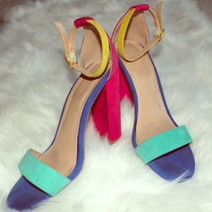 Colorful Block Strapy Heels